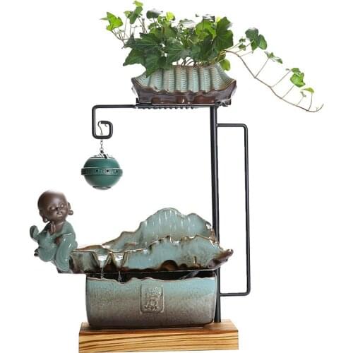 Chinese Style Living Room Home Water Fountain Desktop Backflow Incense Zen Aromatherapy Feng Shui Change of Luck Gift Decoration