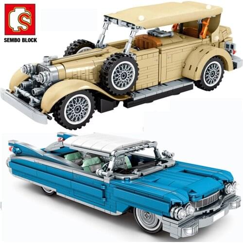 SEMBO City Pull Back Classic Car MOC Building Blocks Creative High-tech Mechanical Vehicle Bricks Toys for Children Boys Gifts