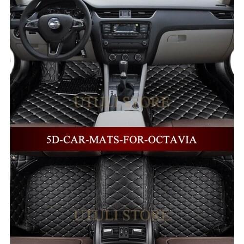 Leather Car floor mats for Skoda Octavia Fabia Rapid Karoq Kodiaq Super custom fit car all weather carpet floor liners foot mats