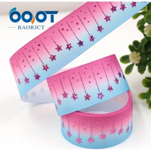 412, 1'' 25mm star pink foil printed ribbon,10yrds DIY Hair Bow Wedding Festival Home Party Birthday Decorations Gift Packing