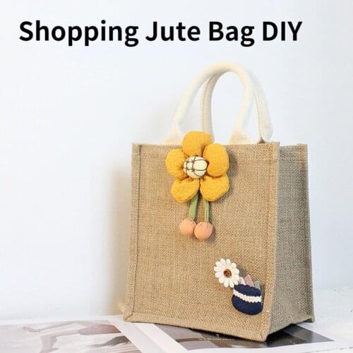 2021 New DIY Shopping Bag Multifunction Jute Tote Reusable Foldable Shopping Bags Grocery Storage Pouch Jute Bag Gunny Bag
