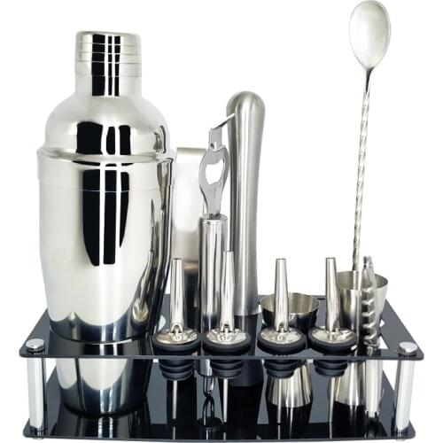 750ML/550ML Cocktail Shaker Set kit Bartender Kit shakers Stainless Steel Bar Tool Set with Stylish Stand Dropshipping