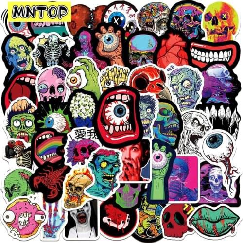 10/30/50Pcs/set Terror Series Gothic Skeleton Skull Cool Cartoon Graffiti Stickers For Diy Skateboard Laptop Luggage Case Helmet