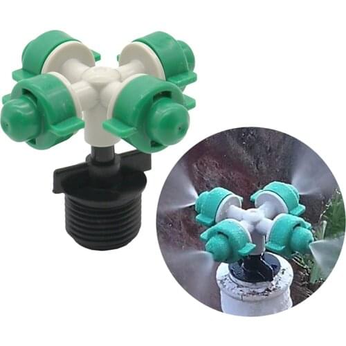 Cross fog nozzle 1/2" Male Threaded Mist Sprayer Head Drip Irrigation for Greenhouse Sprinkler Watering Plants 20 Pcs