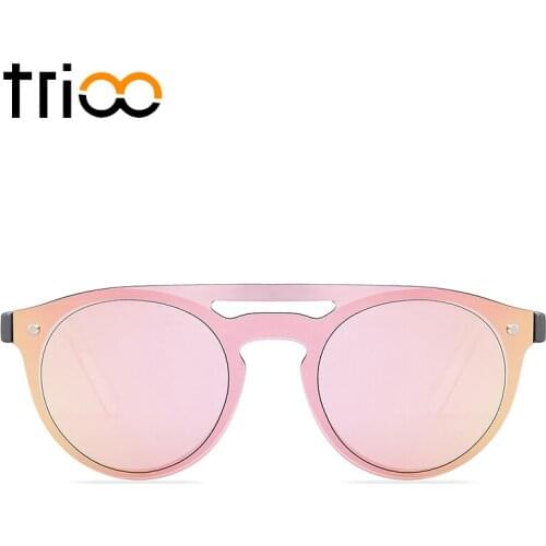 TRIOO Pink Sun Glasses For Women Flat Rimless Frame Style Lunette High Fashion Narrow Face Ladies Sunglasses New Oculos
