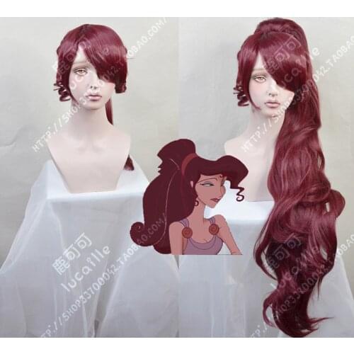 Princess Megara Cosplay Wig Hercules Meg Long Red Synthetic Hair for Adult + Wig Cap