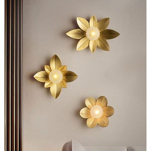 Luxury Lotus Wall Lamp Glass Ball Wall Sconces for Home Art Decor Modern Led Light Fixtures Nordic Living Room Bed Mirror Lights