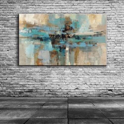 Hand Painted Abstract blue Oil Painting On Canvas Abstract Wall Art Picture for Living Room Bedroom hotel safa home Decoration