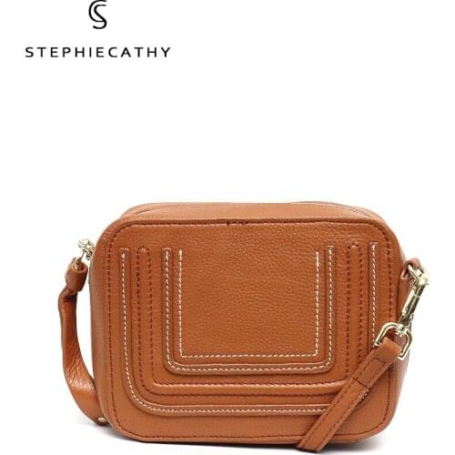 SC 2021 Solid Color Fashion Shoulder Handbags Thread Pattern Small Square Zipper Puller Female Travel Cowhide Cross Body Bag