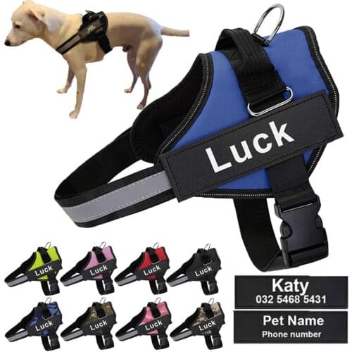 Small and Big Dog Harness Vest with Customized ID Patch Reflective Breathable Adjustable NO PULL Pet Harnesses for Dog