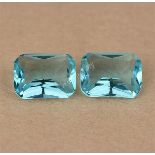 Sale 3x5~13x18mm Baguette Octangle Shape Glass Gems Light Sea Blue Aquamarin-e Loose Octagon Lab Created Glass Stone For Jewelry