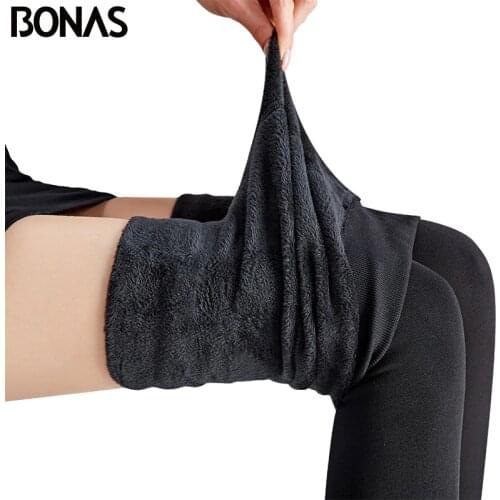 BONAS 2Pcs Super Elastic Velvet Winter Tights Women Autumn Winter Warm Tights Female Plus Size Velvet Collant Stretchy Tights