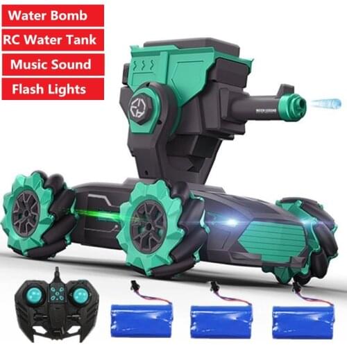 High Simulation Water Play Tank Car Water Launch Remote Control RC Battle Tank Car With Music Removable tank toy education toys