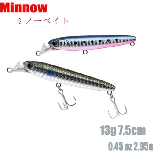 Sinking minnow fishing 75mm 13g wobblers Crankbait lure slow jig surface Artificial bait jerkbait spinning sea fishing Tackle