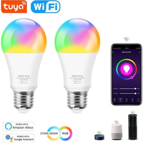 15W Wifi Smart Light Bulb Smart Home Tuya E27 RGB+WW+CW Lamp Dimmable Timer Function Led Bulb Work With Alexa Google Home
