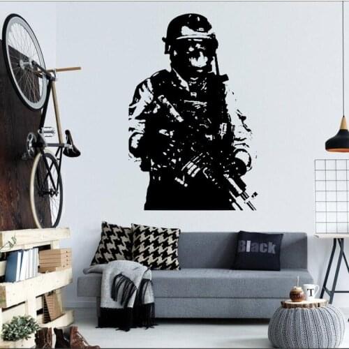 Military Soldier Sniper Wall Mural Army Man With Gun Sweat Cool Wall Stickers Home Fashion Style Art Decor Wall Decal PosterQ-78