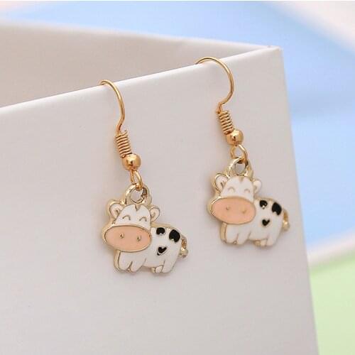 1 Pair Cute Cow Earrings Drop Dangle Jewelry Farm Animal Party Accessories Gifts Jewelry For Women Girls Teens Kids Charm Gift