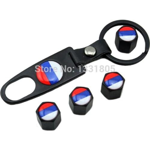 1 set Russian Flag Emblem Decal Car Wheel Tyre Tire Valve caps Screws with Wrench Accessory For Range Rover Freelander Mini etc
