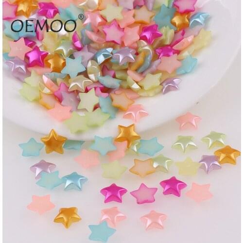 100pcs mix color star pearl Beads ABS Resin Flatback Simulated pearl Beads Jewelry Crafts 10*10mm