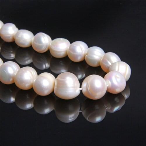 13-14mm Natural round white loose Cultured freshwater pearl beads for jewelry making women Elegant gift DIY Bracelet necklace