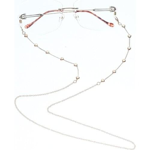 2020 Chic Fashion Simple Gold Color Heart Beads Reading Glasses Chain Eyeglass Cord Holder Lanyard Strap sunglasses accessories