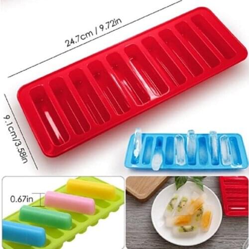 2020 New Long Ice Lattice Silica Gel Mold 10 Rectangular Ice Bar Ice Cream Ice Grid Silica Gel Mold Support Wholesale