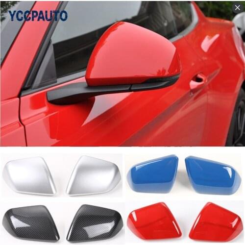 Car Styling For Ford Mustang US Version 2015 Up Rear View Mirror Cover Carbon Fiber Gloss Black Red Silver Decorative Frame