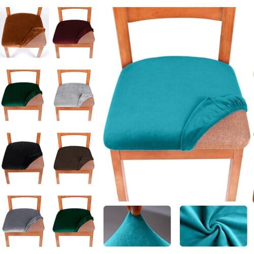 1 Piece Stretch Velvet Fabric Chair Cover 15 Colors Seat Cushion Chair Covers Elastic Seat Case For Dining Home Party Decoration