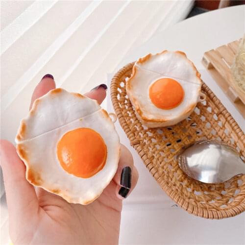 For AirPods Pro 3 Cartoon Protective Case Cute Silicone Bluetooth Earphone Case for Airpods 1 2 Luxury 3D Poached Egg Keychain