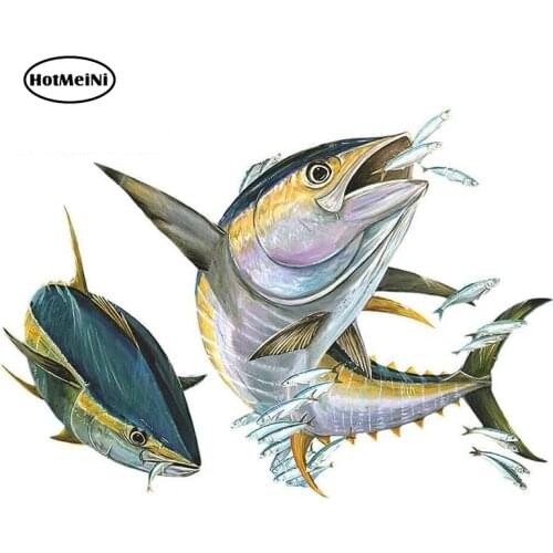 HotMeiNi 13cm x 9.2cm Vinyl Fish Decal Yellow Fin Tuna Flying Fish Sticker Car Home Truck SUV Boat Decal Car Stickers Graphics