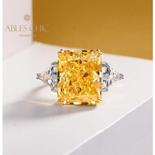 Premium 925 Silver Radiant Cut Lab Topaz Ring 5A Zircon Big Yellow Stone Women Party Rings Wedding Fine Jewelry S2R1S2R1114