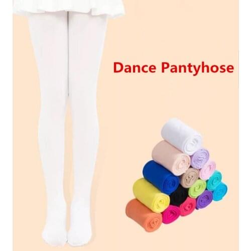 Candy Color Kids Pantyhose Ballet Dance Tights Girls Stocking Children Velvet Solid White Summer Spring Pantyhose Stretchablel