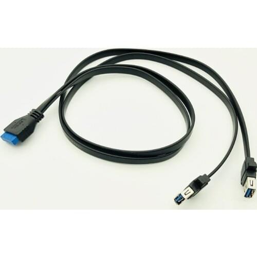 H1111Z Connector USB 3.0 Panel Mount Dual Port USB 3.0 Female Screw Panel Mount to Motherboard 20 Pin Header Flat Cable Cord NEW