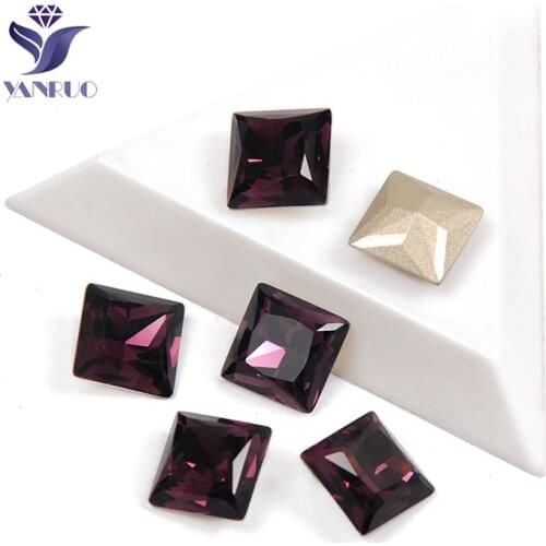 YANRUO 4447 Princess Square Amethyst Stones And Crystal Charm In Studs Sewing Rhinestones For Diamonds Craft Applique Dress