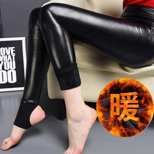 Plus Siz Leather Leggings High Quality Women Fashion 2019 Soft Leather Velvet PU Leather Leggings for Women