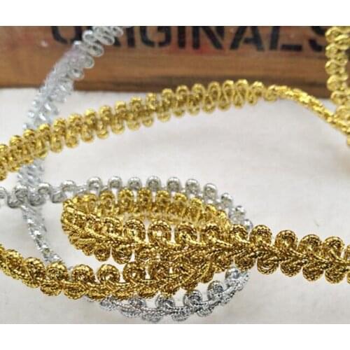 50meters 1cm Gold Silver Centipede Braided Lace Ribbon High Quality DIY Sewing Clothes Accessories Curve Lace Trim Wedding Decor