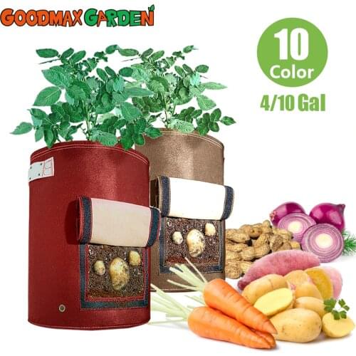 4/9 Gallon Plant Grow Bags Heavy Duty Aeration Fabric Pots Thickened Nonwoven Potato Fabric Pots Plant Grow Bags with Handles