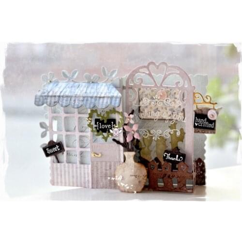 Mmao Crafts Metal Steel Cutting Dies House garden fence window Stencil For DIY Scrapbooking Paper/photo Cards Embossing Dies