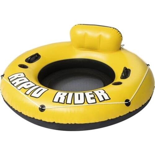 Inflatable Round Rapid Rider Tube With Mesh Bottom Cup Holder Swimming Ring Pool Float Air Mattress Water Fun Toys Raft