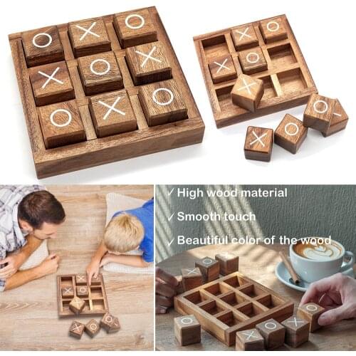 Board Game Wood XO Chess Parent-Child Interaction Intelligent Logic Training Puzzle Toys Gifts for Boys and Girls 11.5*11.5*3cm