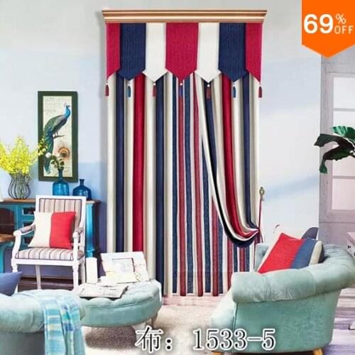New Blue line linellae White list row Red Column Curtain simple luxurious Rod Stick style Alfred Dunhill curtains of Restaurant