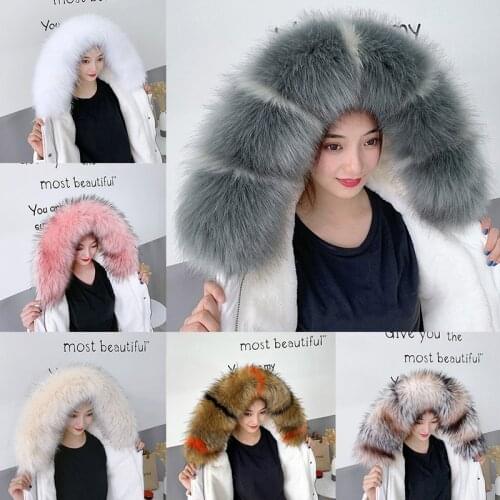 2021 New Winter Fur Collar Faux Fur Scarf Hood Fur Decor Shawl Multicolor Fake Fur Scarf Warm Coat Jacket Collars