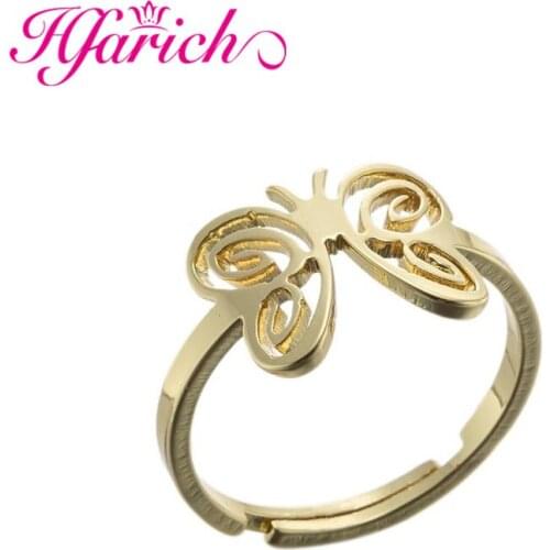 New Design Stainless Steel Accessories Fashion Gold Color Butterfly Rings For Charm WomenParty Daily Friend Knuckle Ring Jewelry