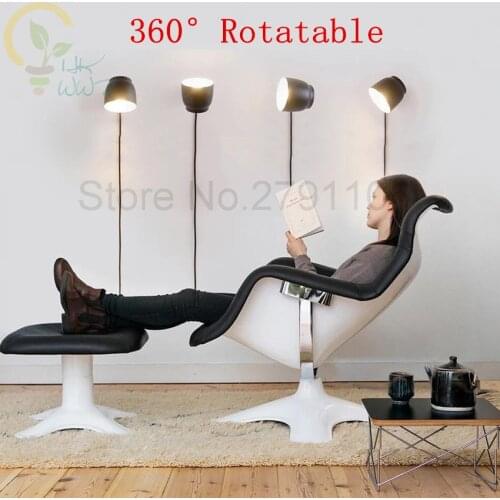 New Design 360 Degrees Rotatable Belt Plug and Wire Read Wall Light Simple Originality Bedroom Bedside Living Room LED Wall Lamp