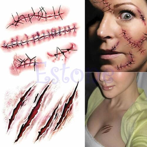 New Halloween Fake Scab Blood Special Costume Makeup Zombie Scars Tattoos 50JF
