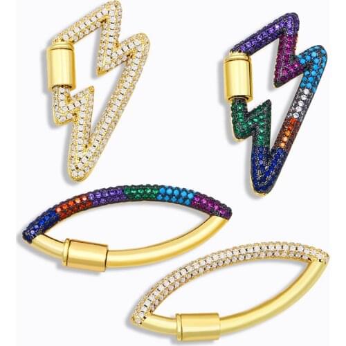 OCESRIO DIY Pendant Carabiner Lighting Screw Zircon Clasps Luxury Polished Lip Clasps Necklace for Jewelry Making Cspa065