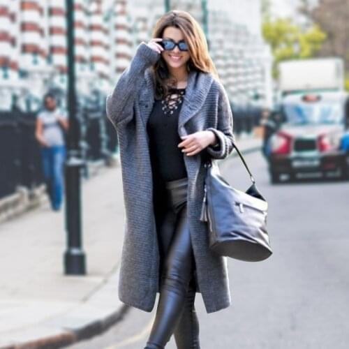 Autumn Winter Long Cardigan Sweater Women Solid Oversized Hooded Sweaters Female Keep Warm Loose Wool Knitted Coat sweater