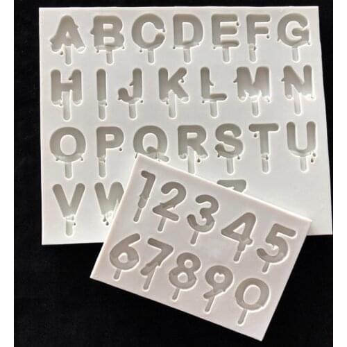 Letter silica gel sugar turning mold DIY cake decoration English letter glue dropping mold