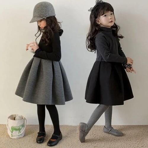 Girls Dress Winter Plus Velvet Thickening Girl Princess Dress Stitching Bow Casual Kids Children Clothes Dress 3 5 7 9 12 15 Y