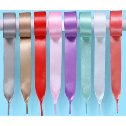 Candy Color Flat Satin Silk Ribbon Shoelaces Fashion Casual Sneaker Sport Canvas Shoe Lace Adult Childrens Shoelaces 2cm Width